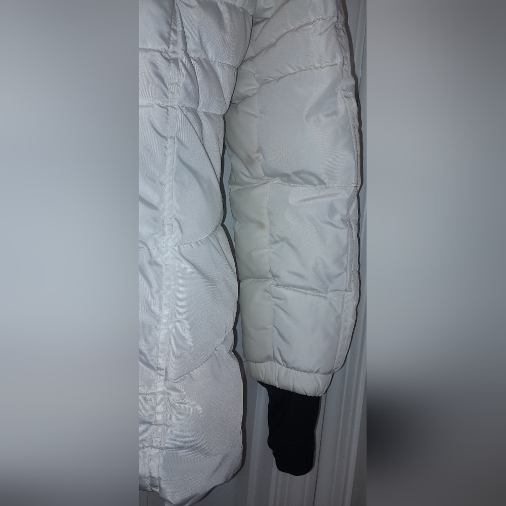 Madden Girl Hooded White Puffer Coat Jacket Parka Faux Fur Trim Hood Sz M Medium - Picture 14 of 16